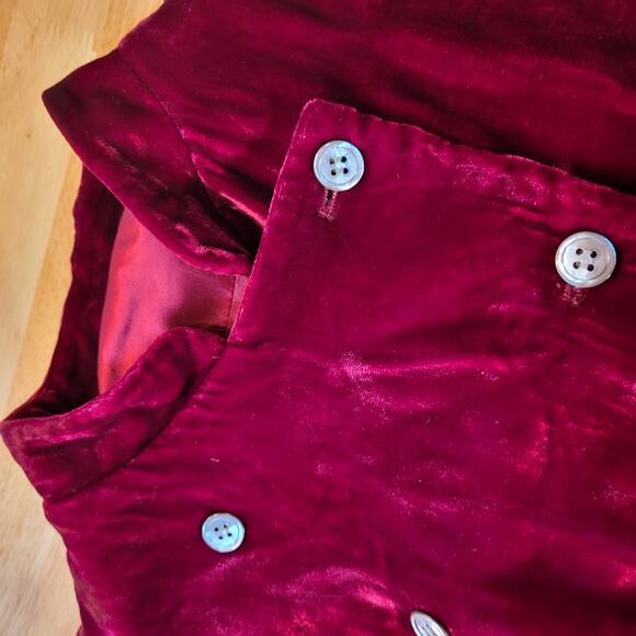 Vintage Red Velvet Double-Breasted Vest - Picture 3 of 7